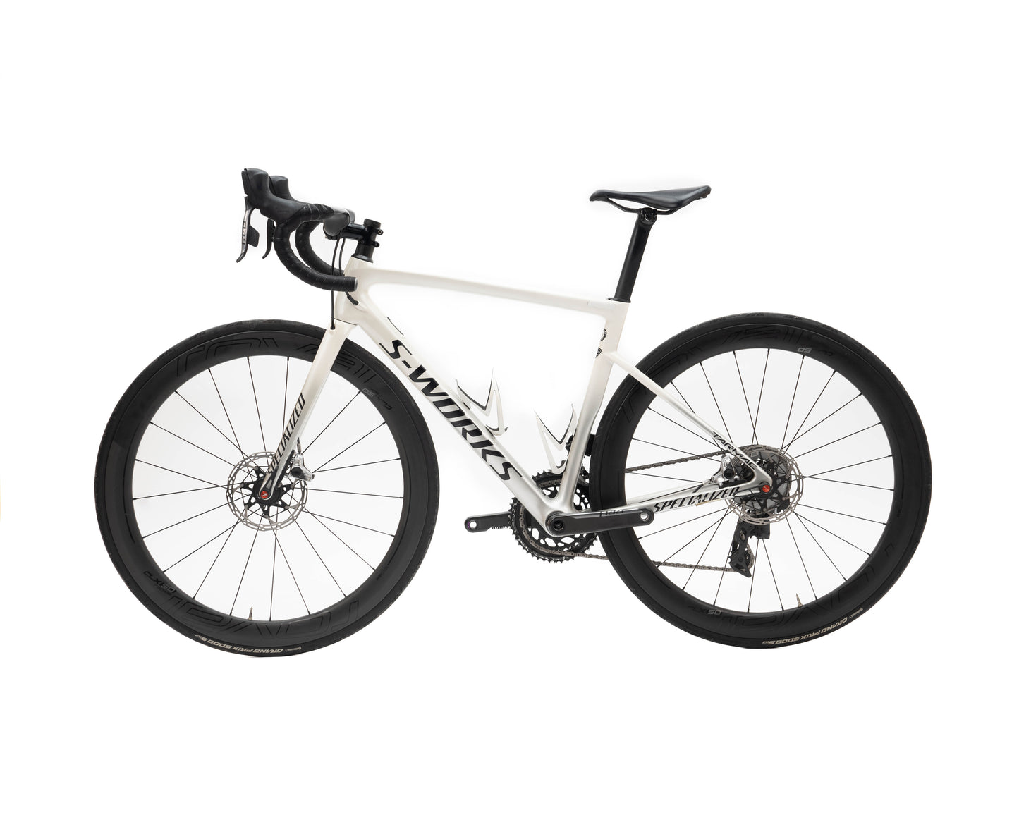 [Pre-Owned] Specialized 2019 Tarmac Sl6 S-Works Disc Etap Met Wht Sil/Lt Sil 52