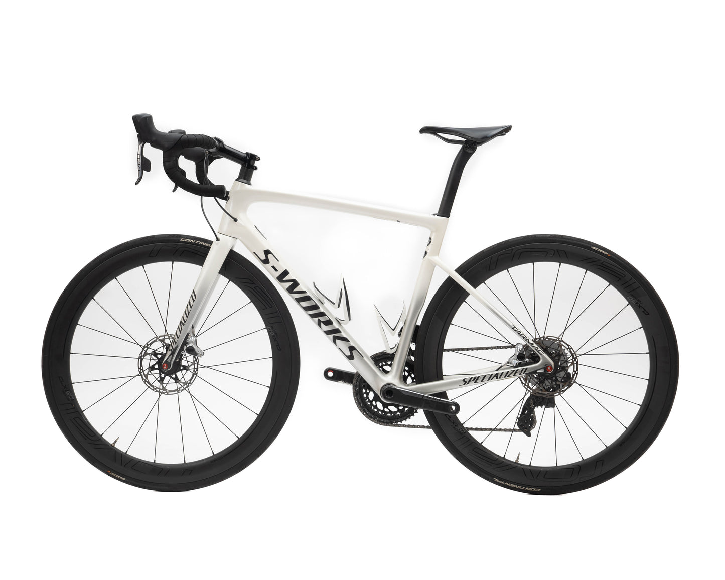 [Pre-Owned] Specialized 2019 Tarmac Sl6 S-Works Disc Etap Met Wht Sil/Lt Sil 54