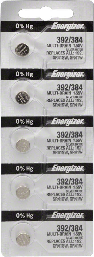 ENERGIZER 392 / 384 SILVER OXIDE MULTI-DRAIN BATTERY 1.55V: CARD OF 5