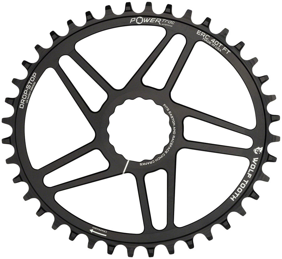 Wolf Tooth Elliptical Direct Mount Chainring 40t RaceFace/Easton CINCH DM 3mm Offset Drop-Stop Flattop Compatible Blk