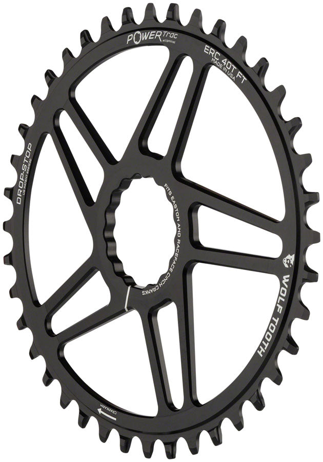 Wolf Tooth Elliptical Direct Mount Chainring 40t RaceFace/Easton CINCH DM 3mm Offset Drop-Stop Flattop Compatible Blk