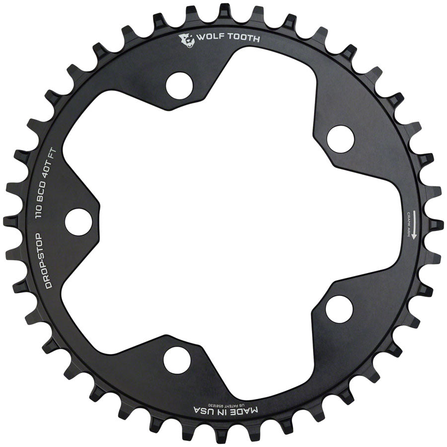 Wolf Tooth 110 BCD CX/Road/Gravel Chainring 12S Dropstop 40T Blk