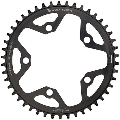 WOLF TOOTH 110 BCD CYCLOCROSS AND ROAD CHAINRING - 42T, 110 BCD, 5-BOLT, DROP-STOP, 10/11/12-SPEED EAGLE AND FLATTOP COMPATIBLE, BLACK