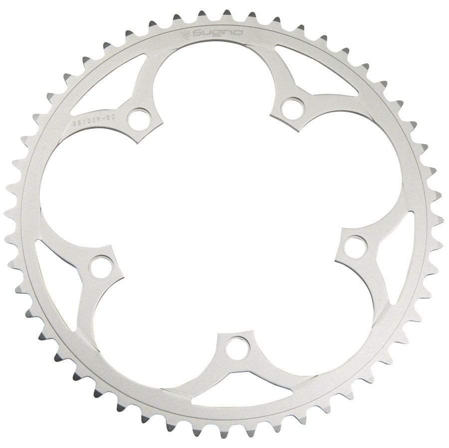 SUGINO 52T X 130MM 5-BOLT CHAINRING ANODIZED SILVER