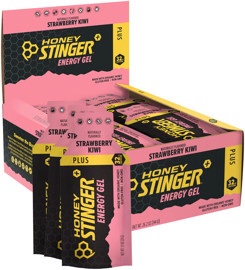 HONEY STINGER ORGANIC ENERGY GEL - KIWI-STRAWBERRY WITH CAFFEINE BOX OF 24