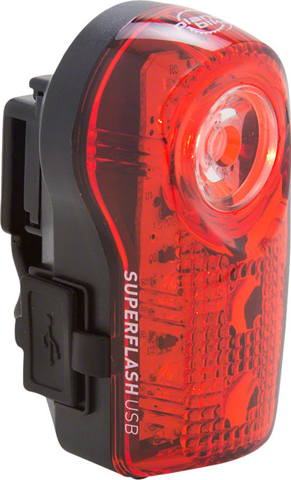 PLANET BIKE SUPERFLASH USB-RECHARGEABLE TAIL LIGHT: RED/BLACK