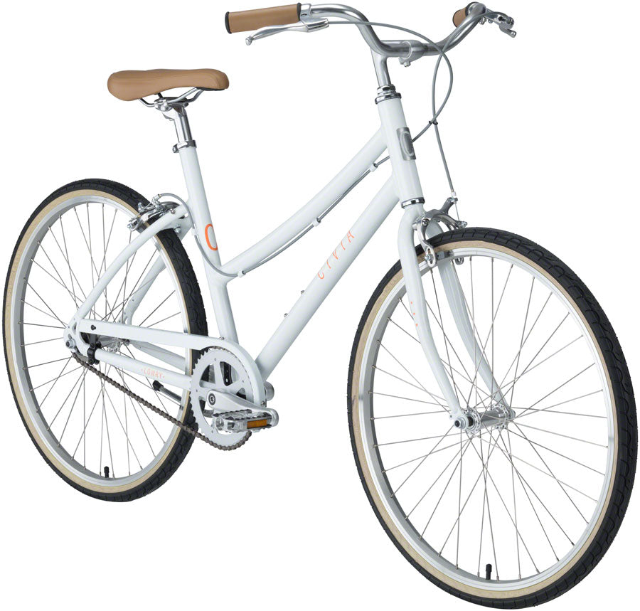 Civia Lowry 1-Speed Step-Thru Bike - Coconut White/Orange