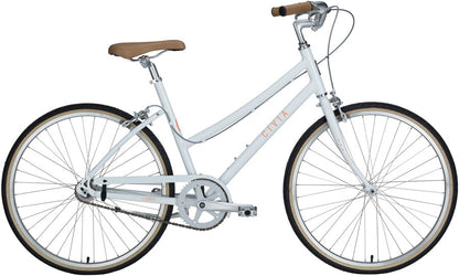 Civia Lowry 1-Speed Step-Thru Bike - Coconut White/Orange