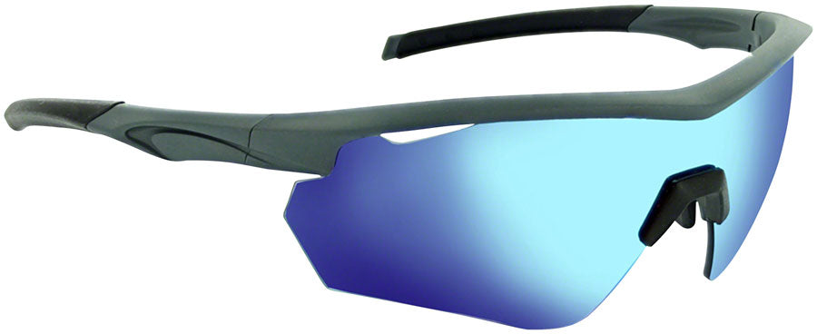 Optic Nerve Switchback Sunglasses - Matte Gray/Black Tips with Smoke/Blue Flash Lens, additional Copper Lenses