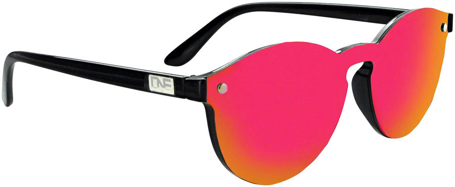 ONE Roundhouse Polarized Sunglasses: Shiny Black with Polarized Smoke Red Mirror Lens