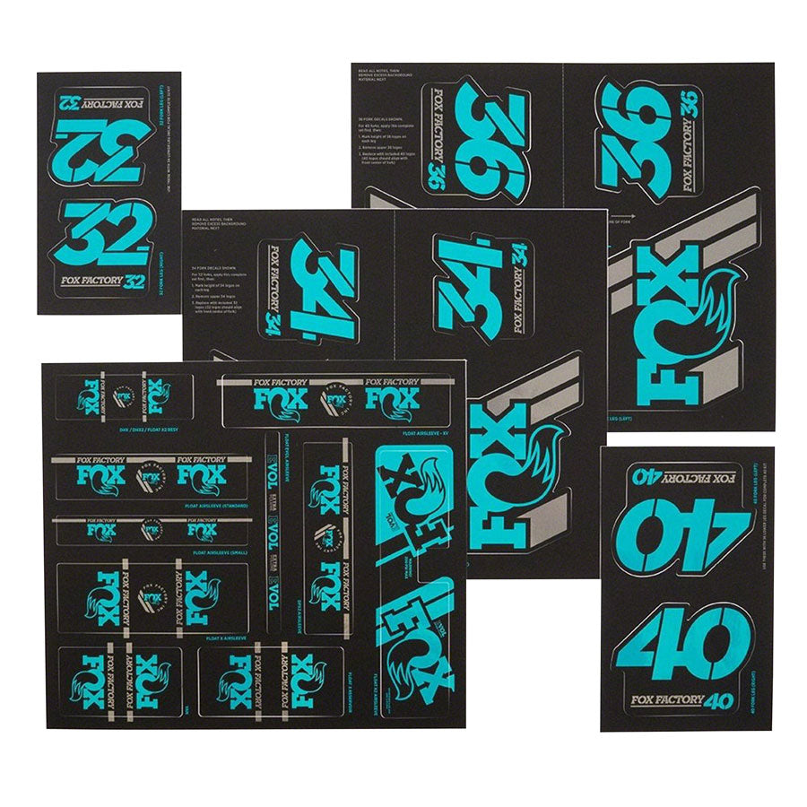 FOX Heritage Decal Kit for Forks and Shocks, Turquoise