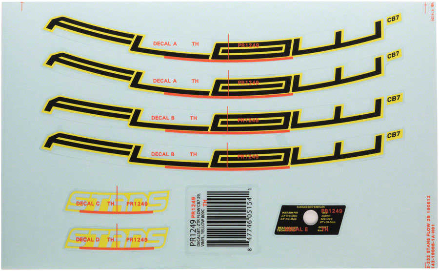 Stan's No Tubes Flow CB7 Rim Decal