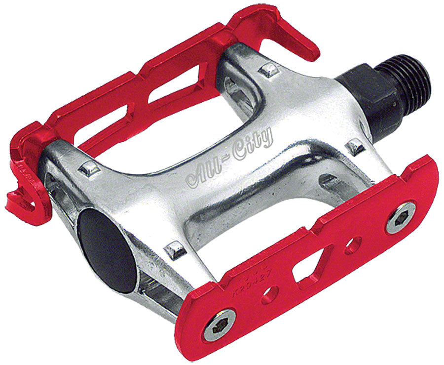 All-City Standard Track Pedals -9/16", Red/Silver